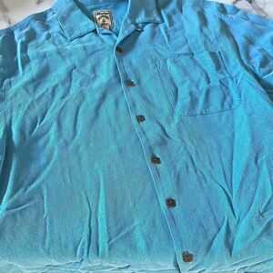 Montego Mon Silk Short Sleeve Button Down Resort Shirt Sz. L